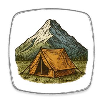 Bergzelt im Alpenglühen - Viereckiger Kühlschrankmagnet - Weiß - Vorne