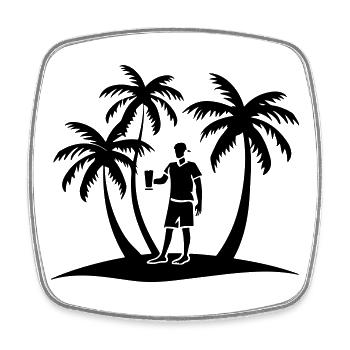 Holiday Palm Trees Tour Silhouette - Square fridge magnet - white - Front