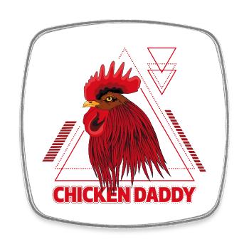 Hahn Daddy Rooster - Chicken Dad - Viereckiger Kühlschrankmagnet - Weiß - Vorne