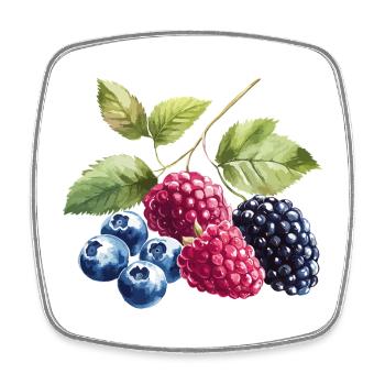 Wildbeeren Beeren Blaubeere Himbeere Brombeere - Viereckiger Kühlschrankmagnet - Weiß - Vorne