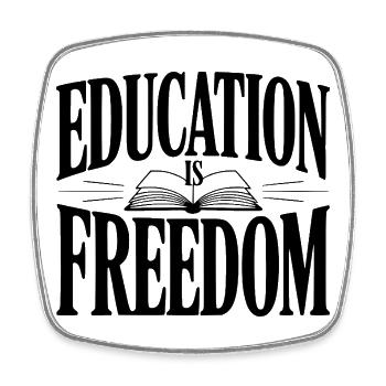 Bildung ist Freiheit - Viereckiger Kühlschrankmagnet - Weiß - Vorne