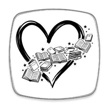 T-shirt Book Lover : Cœur des livres Design, lecture - Magnet carré - blanc - Devant
