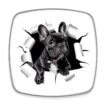 French Bulldog Puppy Breaks Through - Square fridge magnet - white - Front