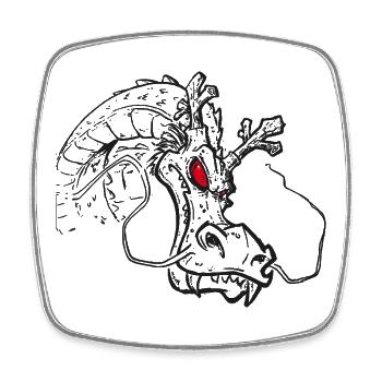 Wilder Drachenkopf – Fantasy Illustration - Viereckiger Kühlschrankmagnet - Weiß - Vorne