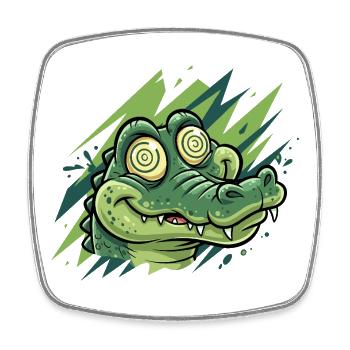 Krokodil-Groove Cartoonprint - Viereckiger Kühlschrankmagnet - Weiß - Vorne