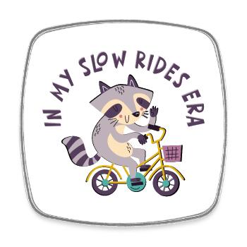 In My Slow Rides Era – Cute Bicycle Motif - Square fridge magnet - white - Front