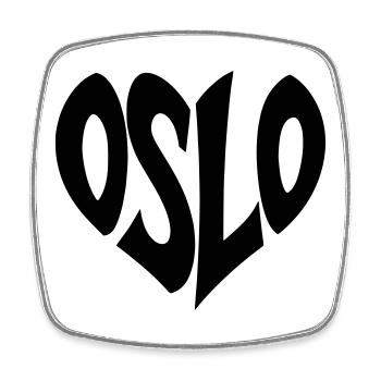 Lettrage Oslo - Norvège - Magnet carré - blanc - Devant