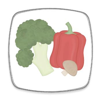 Gemüse-Trio Brokkoli Paprika Pilz - Viereckiger Kühlschrankmagnet - Weiß - Vorne