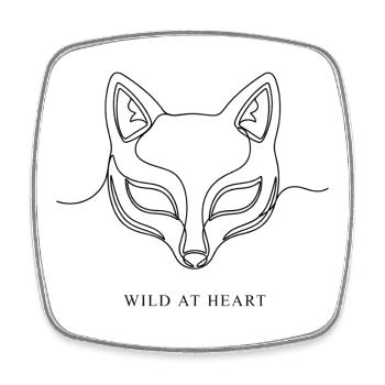 Minimalistische Fuchsmaske Einzelzeilen-Kunst wild im Herzen - Viereckiger Kühlschrankmagnet - Weiß - Vorne