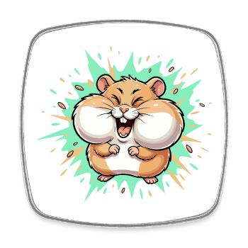 Câlin, heureux, coup de pied de hamster - Magnet carré - blanc - Devant