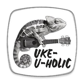 Chameleon Uke-u-holic - Square fridge magnet - white - Front