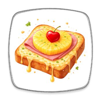 Toast avec ananas et cerise illustration - Magnet carré - blanc - Devant