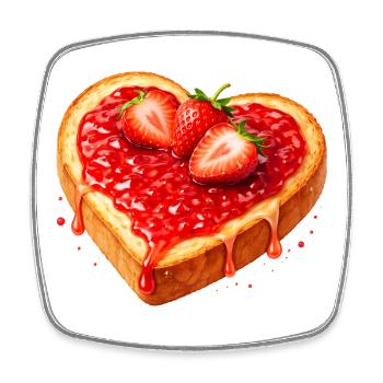 Heart-shaped toast with strawberry jam - Square fridge magnet - white - Front