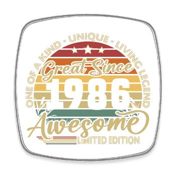 Cadeau de 40e anniversaire 1986 Vintage Rétro - Magnet carré - blanc - Devant