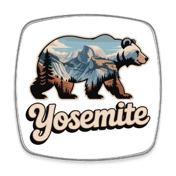 Yosemite Bear - National Park Outdoor Design - Square fridge magnet - white - Front