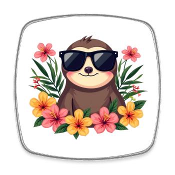 Sloth - Square fridge magnet - white - Front