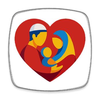Colorful Muslim Family in Heart - Square fridge magnet - white - Front
