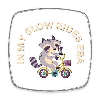 In My Slow Rides Era – Cute Bike Saying - Square fridge magnet - white - Front