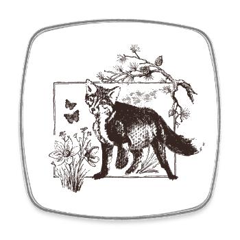 Waldfuchs im Blumenrahmen - Viereckiger Kühlschrankmagnet - Weiß - Vorne