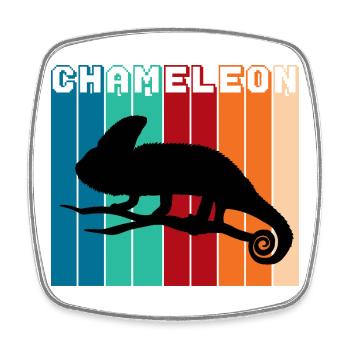 Retro Chameleon Silhouette Vintage Reptile Graphic - Viereckiger Kühlschrankmagnet - Weiß - Vorne