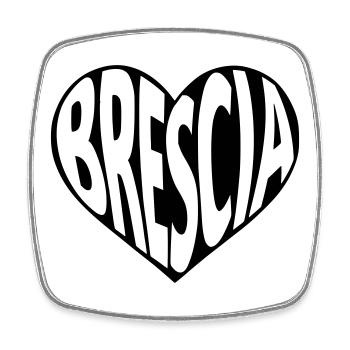 Brescia Herz Typografie - Viereckiger Kühlschrankmagnet - Weiß - Vorne