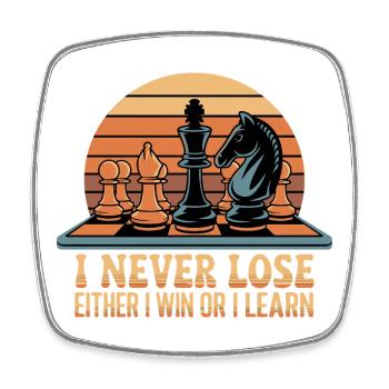 Schach Spruch - Ich verliere nie - Viereckiger Kühlschrankmagnet - Weiß - Vorne