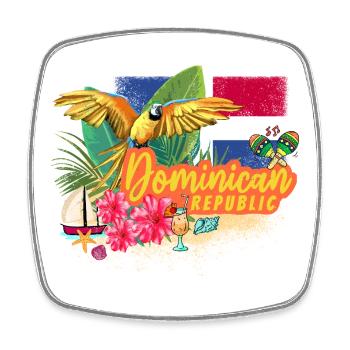 Souvenir rétro des Caraïbes en République dominicaine - Magnet carré - blanc - Devant