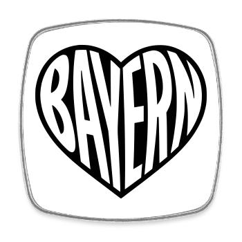 Typographie du cœur de Bavière - Magnet carré - blanc - Devant
