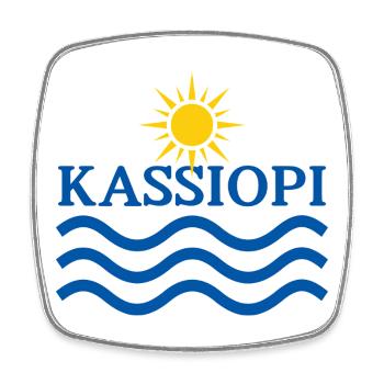 Kassiopi-Sonnenwellen-Emblem - Viereckiger Kühlschrankmagnet - Weiß - Vorne