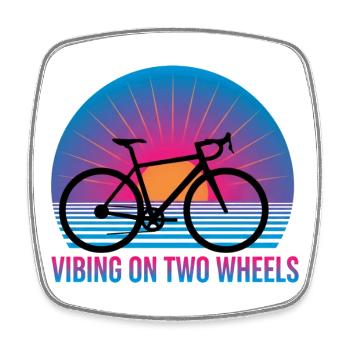 Vibing On Two Wheels Synthwave Road Bike - Square fridge magnet - white - Front