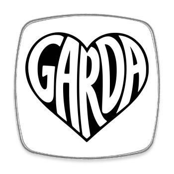 Garda, Lake Garda Heart Typography - Square fridge magnet - white - Front