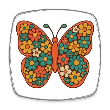 Flower Wings Butterfly Art - Square fridge magnet - white - Front