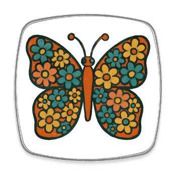 Butterfly with floral pattern - Square fridge magnet - white - Front