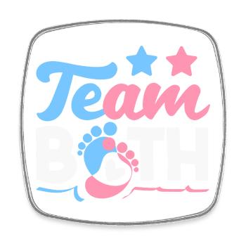 Team Both Twins Gender Reveal - Square fridge magnet - white - Front