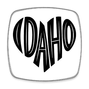 Idaho USA Herz Schriftzug - Viereckiger Kühlschrankmagnet - Weiß - Vorne