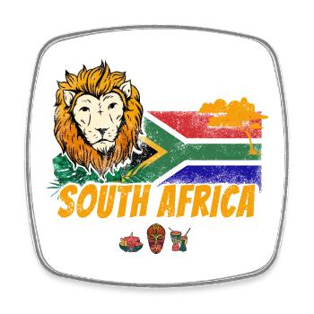 Souvenir du lion vintage sud-africain avec drapeau africain - Magnet carré - blanc - Devant