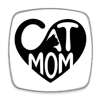 Maman Chat, Cœur de Maman Chat - Magnet carré - blanc - Devant