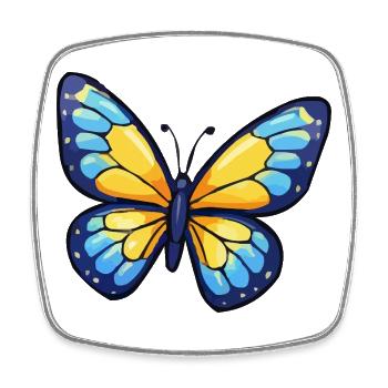 Blue Yellow Butterfly - Square fridge magnet - white - Front