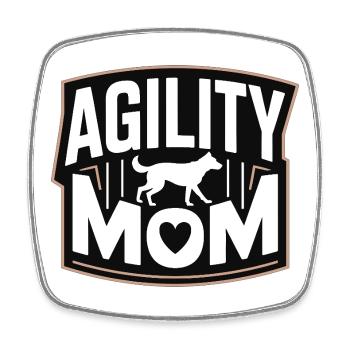Maman Agility – Maman des Chiens de sport canin - Magnet carré - blanc - Devant