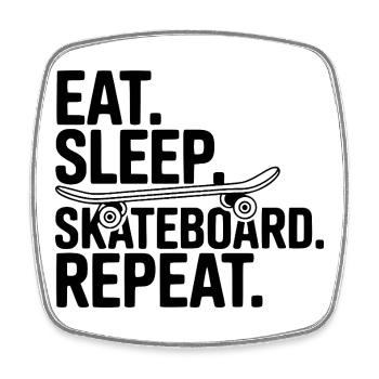 Iss. Schlaf. Skateboard. Wiederholen. - Viereckiger Kühlschrankmagnet - Weiß - Vorne