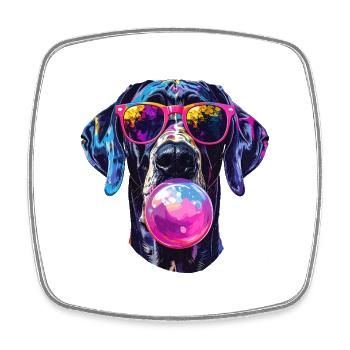 Deutsche Dogge mit Kaugummi - Viereckiger Kühlschrankmagnet - Weiß - Vorne