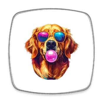 Pop Art Golden Retriever Portrait - Square fridge magnet - white - Front
