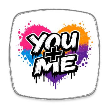 You + Me Streetart Lettering Colorful - Square fridge magnet - white - Front