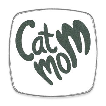 Katzenmama Herz Schriftzug mit körniger Textur - Viereckiger Kühlschrankmagnet - Weiß - Vorne