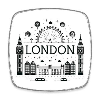 London Night Big Ben Wheel - Viereckiger Kühlschrankmagnet - Weiß - Vorne