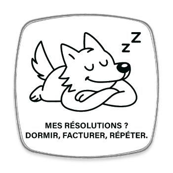 Loup Somnolent et Résolutions de Pause - Magnet carré - blanc - Devant