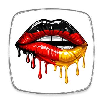 German Girl Deutschland Flagge Lippen Fußball - Viereckiger Kühlschrankmagnet - Weiß - Vorne