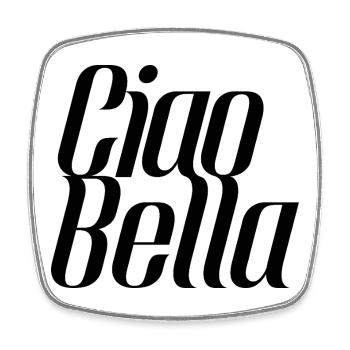 Ciao Bella Italien Spruch – Minimal Typo Design - Viereckiger Kühlschrankmagnet - Weiß - Vorne
