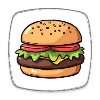 Hamburger - Viereckiger Kühlschrankmagnet - Weiß - Vorne