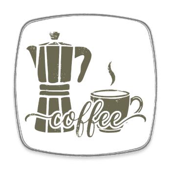 Kaffeemaschine und Kaffeetasse - Viereckiger Kühlschrankmagnet - Weiß - Vorne